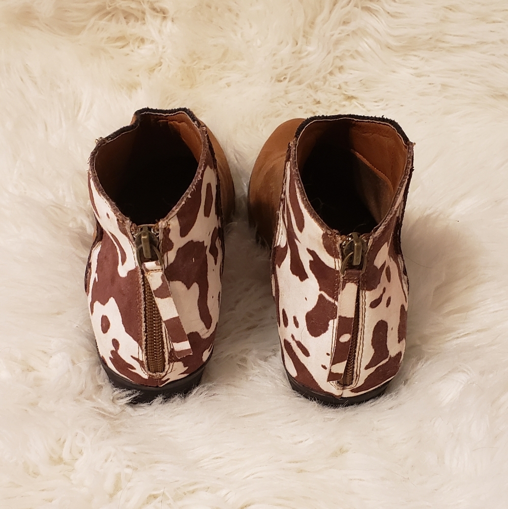 Cow print booties